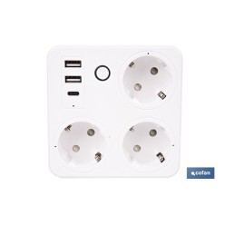 REGLETA INTELIGENTE CON 3 TOMAS Y 2 PUERTOS USB Y TIPO C