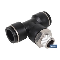 RACOR ROSCADO PLASTICO T , T-10, R-1/4 Venta unitaria