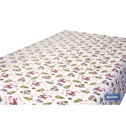 ROLLO DE MANTEL RESINADO ANTIMANCHAS ENTRE PINOS Y REGALOS 75% ALGODÓN 25% POLIÉSTER 1,40 X 15 M