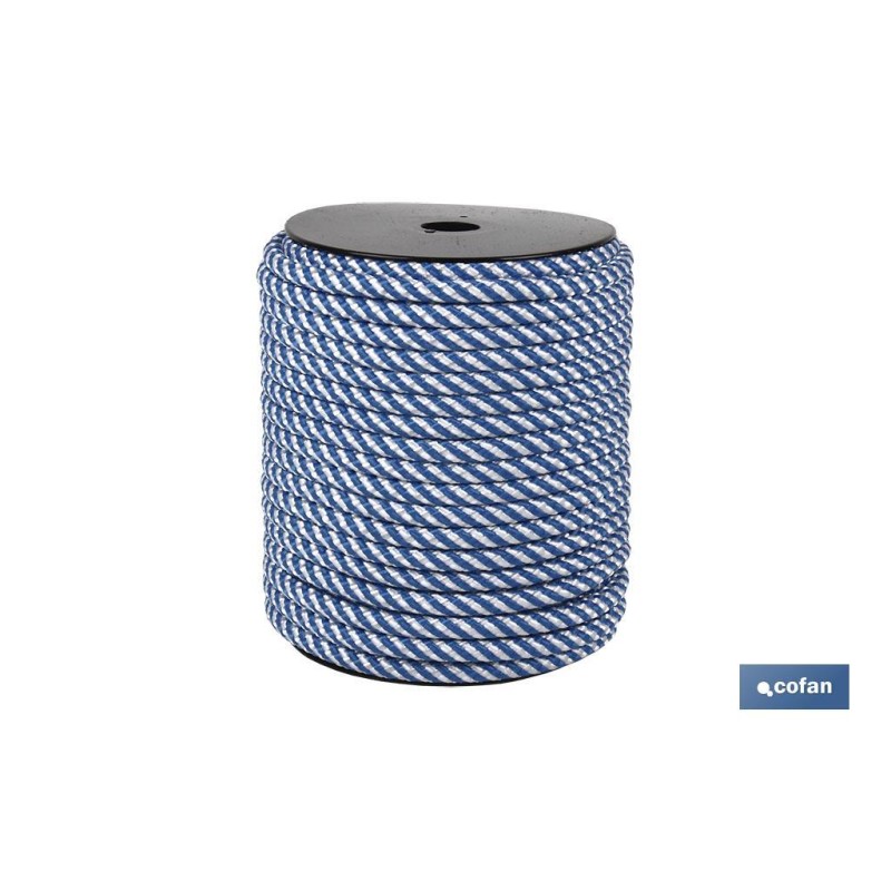 CARRETE CUERDA TR. HELICOIDAL 8MM 200 MTS BCO/AZUL