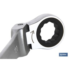 LLAVE COMBINADA ARTICULADA 180º DE CARRACA 18mm