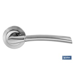 JUEGO MANIVELA ALUMINIO MOSCÚ ROSETA REDONDA NIQUEL