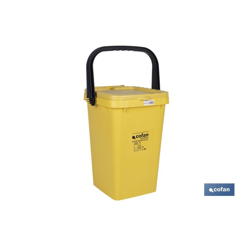 CONTENEDOR AMARILLO PARA PLASTICOS-LATAS, 25L.