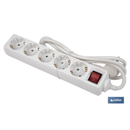 BASE MÚLTIPLE 5T. 1,4M CABLE C/INT. (16A-250V)