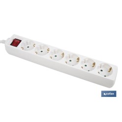 BASE MÚLTIPLE 6T. 1,4M CABLE C/INT. (16A-250V)