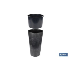 MACETERO 2 EN 1 FORMA CÓNICA CON DEPÓSITO COLOR NEGRO PP Ø 295 X 571 MM 12,5 L