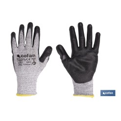 GUANTE ANTICORTE ULTRA LIGERO IMPREGNADO PU NEGRO T-7 VENTA UNITARIA