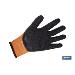 GUANTE NARANJA FLUOR CON REVESTIMIENTO LATEX TERMICO T-10 VENTA UNITARIA