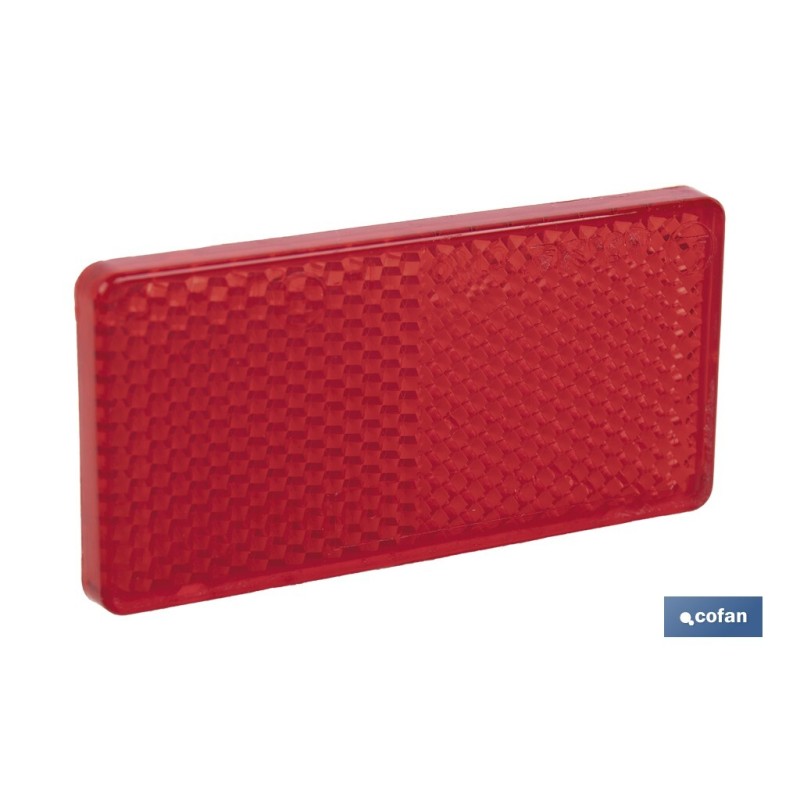CATADIÓPTRICO RECTANGULAR ROJO 71 X 35 MM CON ADHESIVO