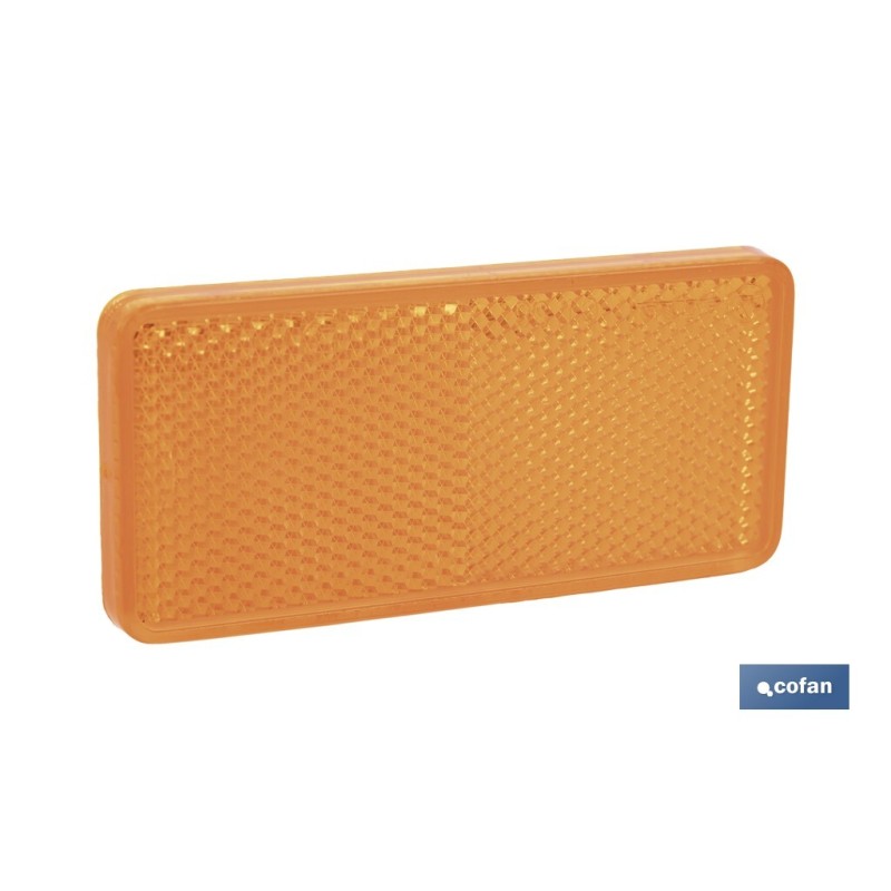 CATADIÓPTRICO RECTANGULAR ÁMBAR 94 X 44 MM CON ADHESIVO