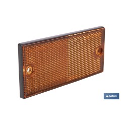 CATADIÓPTRICO RECTANGULAR ÁMBAR 106 X 50 MM CON AGUJERO SIN TORNILLO