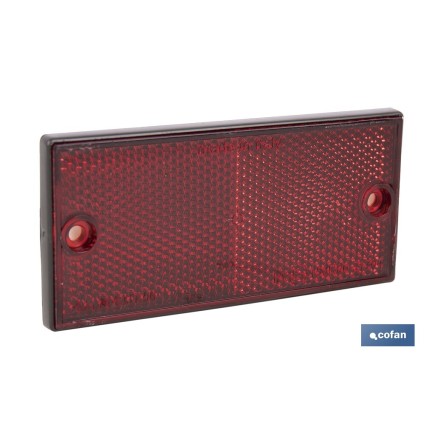 CATADIÓPTRICO RECTANGULAR ROJO 106 X 50 MM CON AGUJERO SIN TORNILLO CON ADHESIVO