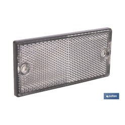 CATADIÓPTRICO RECTANGULAR BLANCO 106 X 50 MM CON AGUJERO SIN TORNILLO CON ADHESIVO