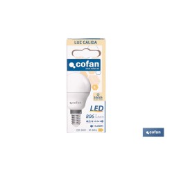 BOMBILLA LED ESFÉRICA E14 6.5 W 806 LM 3000 K