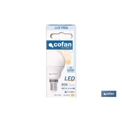 BOMBILLA LED ESFÉRICA E14 6.5 W 806 LM 6500 K