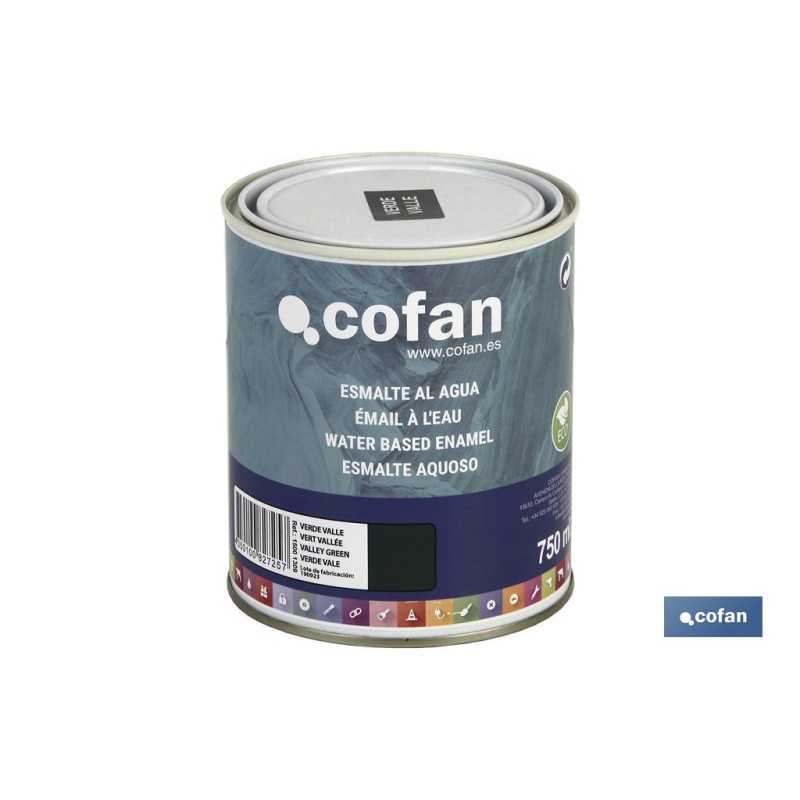 ESMALTE AL AGUA (750 ML) VERDE VALLE BRILLO