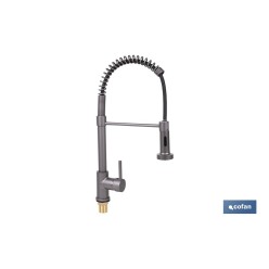GRIFO DE COCINA MONOMANDO CON ROCIADOR GRIS ANTRACITA