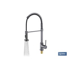 GRIFO DE COCINA MONOMANDO CON ROCIADOR GRIS ANTRACITA