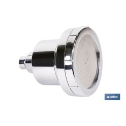 ROCIADOR DE DUCHA CON 15 FILTROS COLOR INOX. 11,5 X 13,5 CM