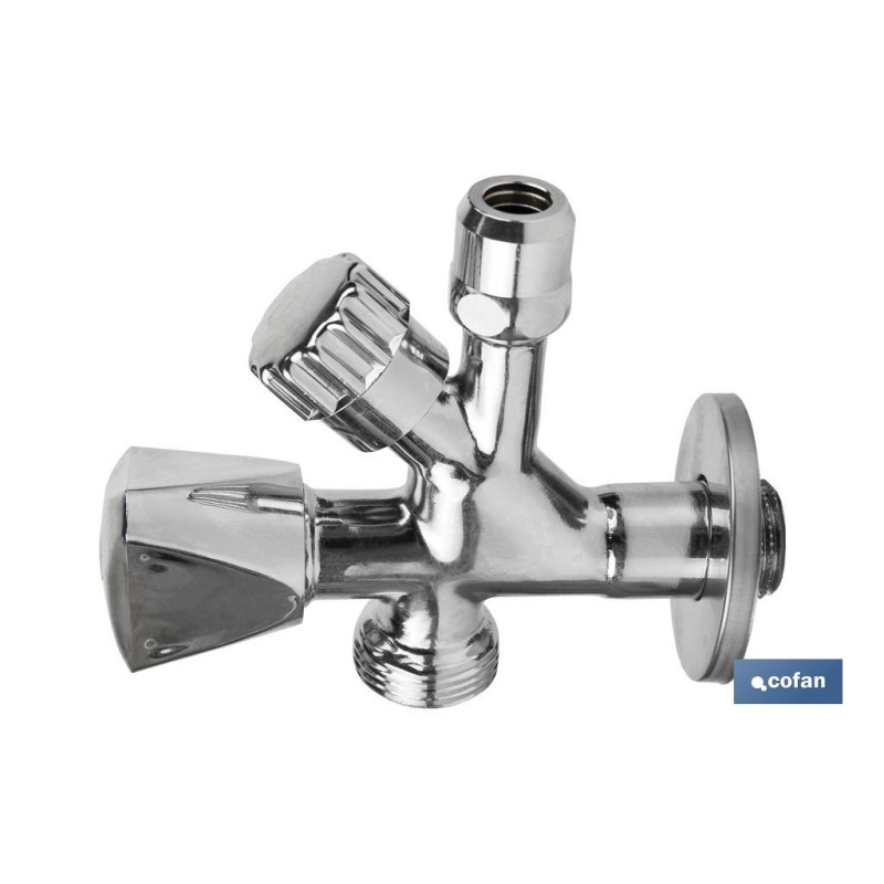 VÁLVULA DE ESCUADRA 1/2 x 3/4 x 3/8 MODELO COMBI