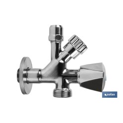 VÁLVULA DE ESCUADRA 1/2 x 3/4 x 3/8 MODELO COMBI