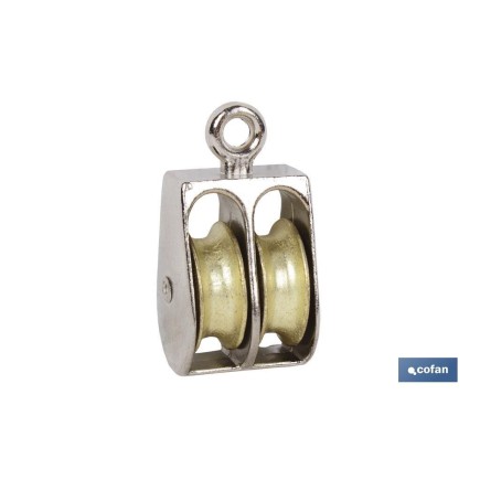 POLEA DOBLE FIJA NIQUELADA (Ø12MM)