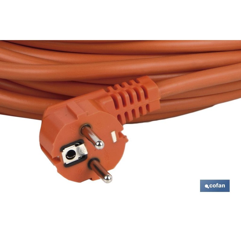 PROLONGADOR BIPOLAR CON T/T LATERAL 16A250V CABLE 25M NARANJA