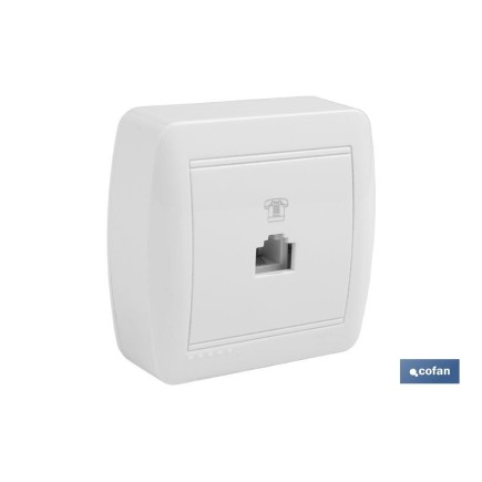 BASE TELEFONO RJ11 SUPERFICIE BLANCO MODELO ATLANTIS