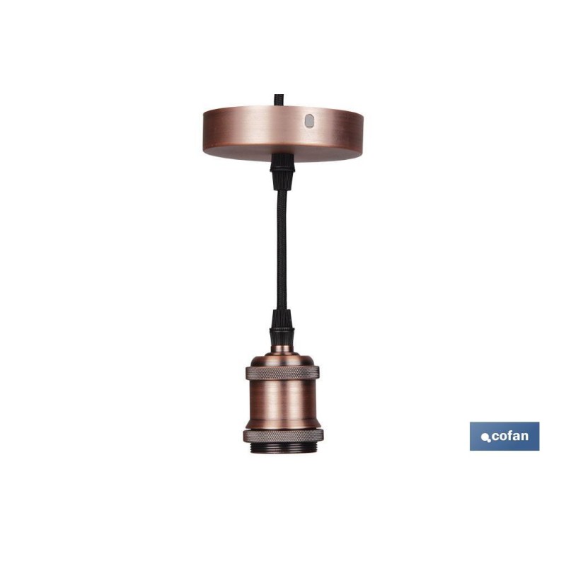 PORTALAMPARAS (cable+rosetón)  ORO ROSA E27 100X10CM