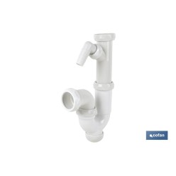 SIFÓN CURVO CON SALIDA Ø32-40, RACOR 1 1/2 Y TOMA AUXILIAR