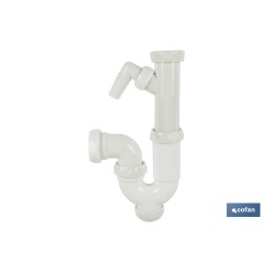 SIFÓN CURVO CON SALIDA Ø32-40, RACOR 1 1/2 Y TOMA AUXILIAR