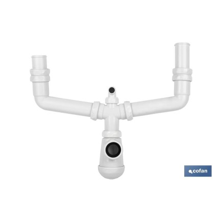 SIFÓN BOTELLA CON SALIDA Ø32-40, DOBLE RACOR 1 1/2 Y TOMA AUXILIAR