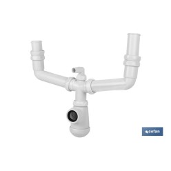 SIFÓN BOTELLA CON SALIDA Ø32-40, DOBLE RACOR 1 1/2 Y TOMA AUXILIAR