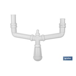 SIFÓN BOTELLA CON SALIDA Ø32-40, DOBLE RACOR 1 1/2 Y TOMA AUXILIAR