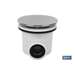 VÁLVULA SIFÓNICA PLATO DE DUCHA Ø60 CON SALIDA Ø32-40 Y EMBELLECEDOR CROMADO