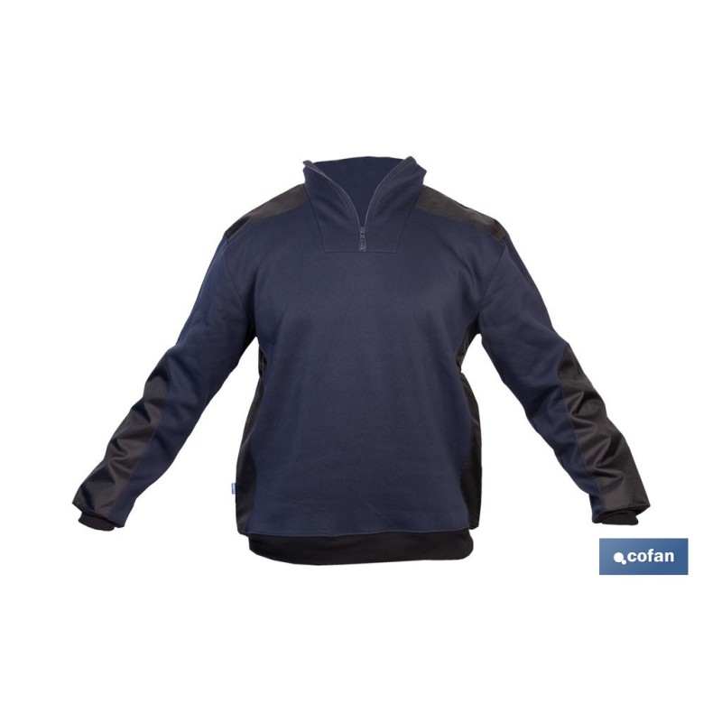 SUDADERA RANGER CUELLO CREMALLERA 280GMS AZUL-NEGRO T-M