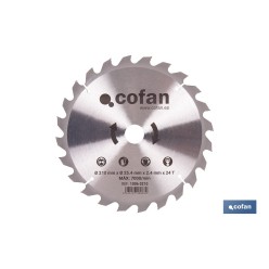 DISCO CORTE PARA MADERA Ø210 MM X 25,4 MM X 2,4 MM, 24 DIENTES