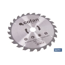DISCO CORTE PARA MADERA Ø210 MM X 25,4 MM X 2,4 MM, 24 DIENTES