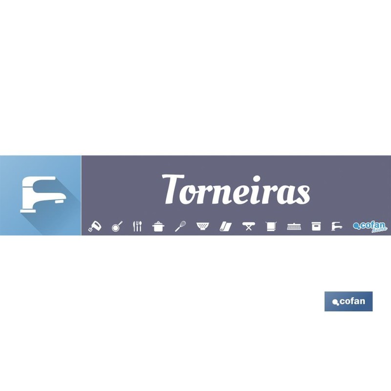 SEÑALETICA IMANTADA PORTUGUES PARA EXPOSITOR 975 x 200 mm - TORNEIRAS