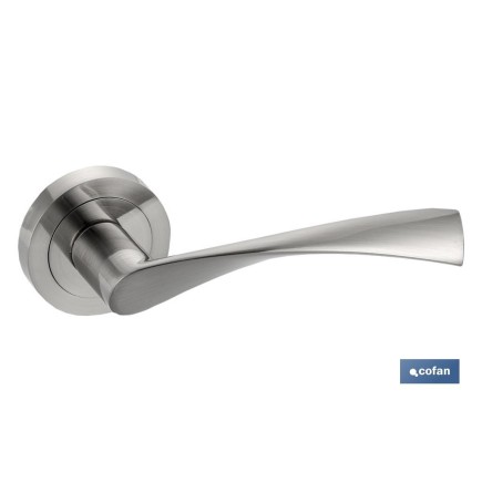 JUEGO MANIVELA ALUMINIO ROMA ROSETA REDONDA NIQUEL