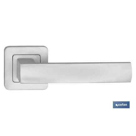 JUEGO MANIVELA ALUMINIO BERLÍN ROSETA CUADRADA NIQUEL