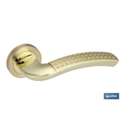 JUEGO MANIVELA ALUMINIO LONDRES ROSETA REDONDA LATÓN