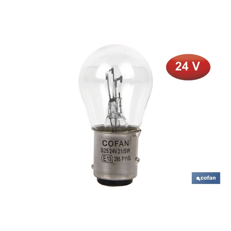 LÁMPARA COFAN 2 POLOS P21/5W (BA15d) 24V