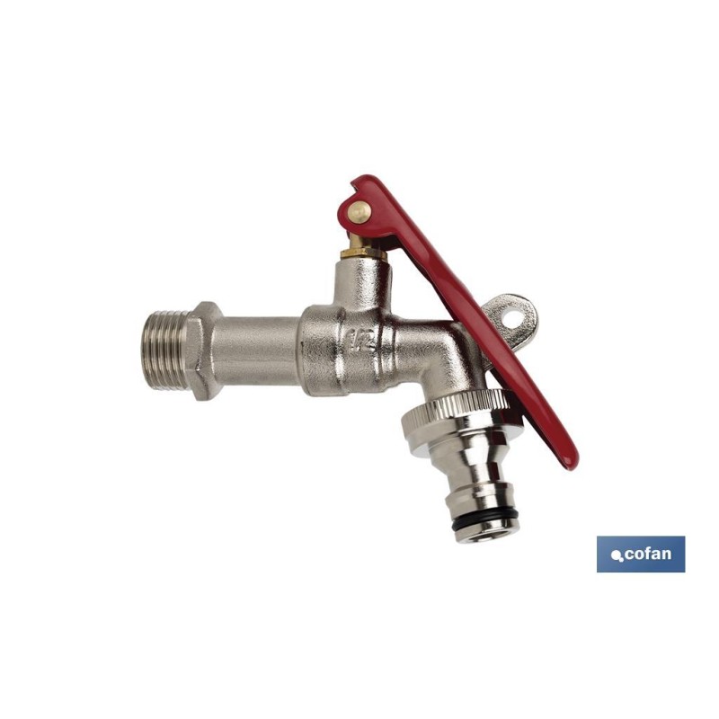 GRIFO CON MANETA PARA MANGUERA Y TOMA PARA CANDADO 1/2 X 3/4