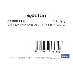 SET 2 PCS PARA SANITARIO WC 5 X 80 ZINCADO