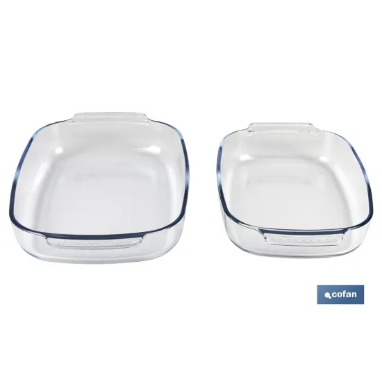 SET DE 2 FUENTES OVALADAS ANCHAS DE VIDRIO BOROSILICATO MODELO BARITINA 2700 ML - 3800 ML