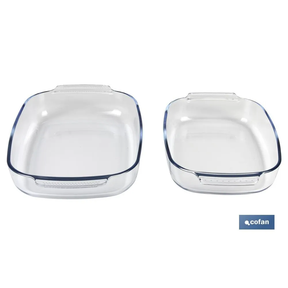 SET DE 2 FUENTES OVALADAS ANCHAS DE VIDRIO BOROSILICATO MODELO BARITINA 2700 ML - 3800 ML