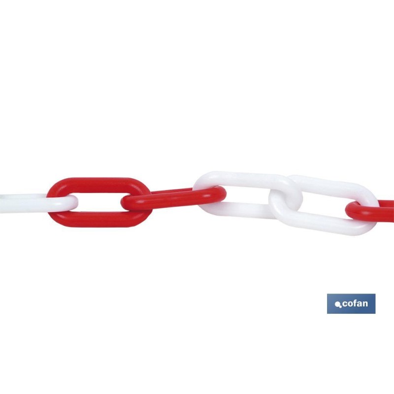 CADENA DE PLÁSTICO 8mm 30 mts (ROJO/BLANCO)