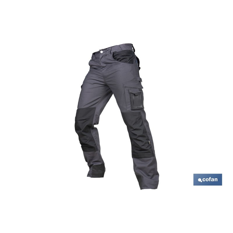PANTALÓN DE TRABAJO HEIMDALL ELASTANO 280 G/M2 GRIS OSCURO CON DETALLES NEGROS TALLA 46