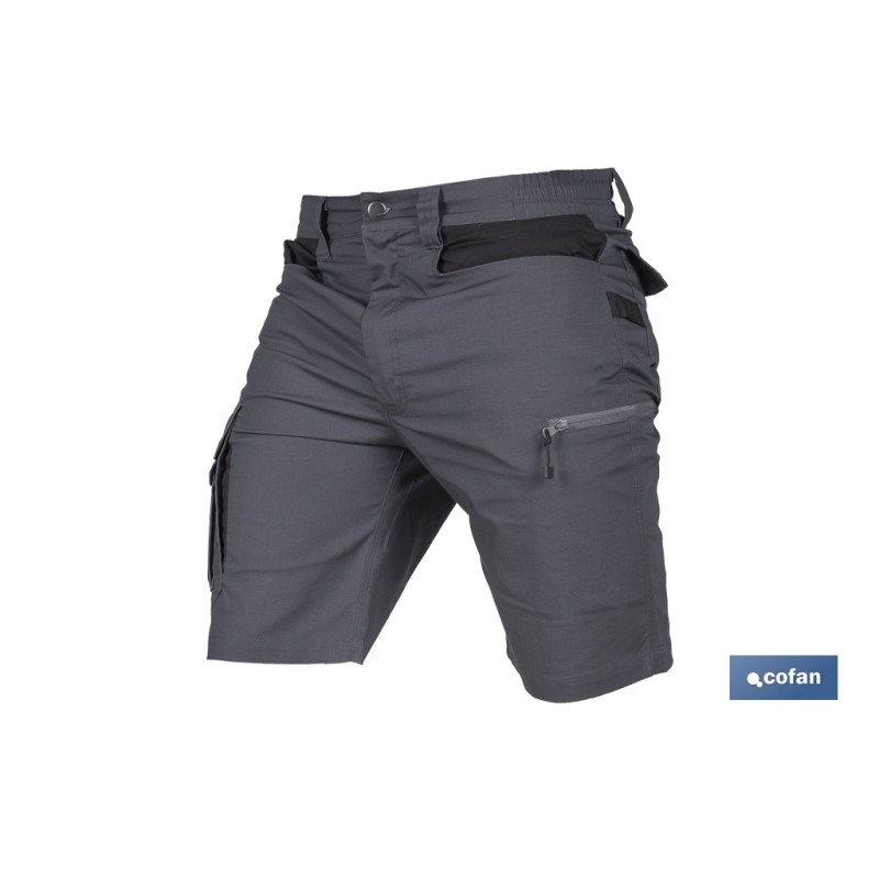 BERMUDAS DE TRABAJO FRIGG ELASTANO 215 G/M2 GRIS OSCURO CON DETALLES NEGROS TALLA 48